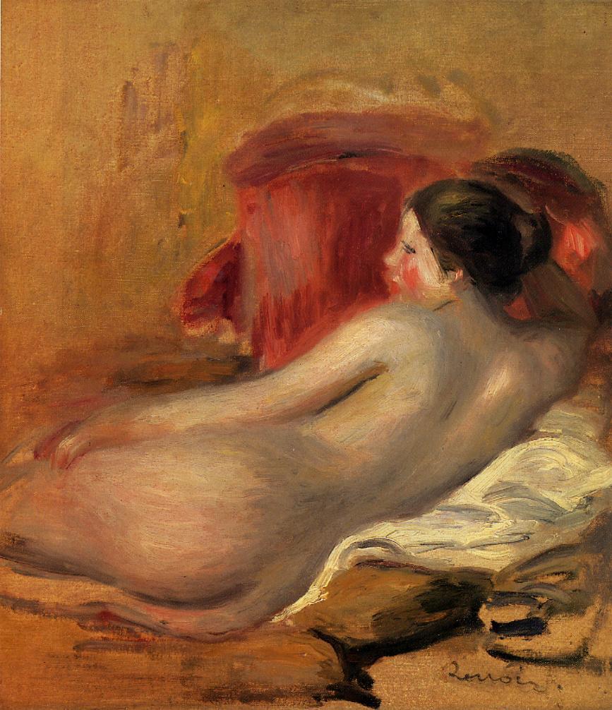 Reclining Model - Pierre-Auguste Renoir painting on canvas